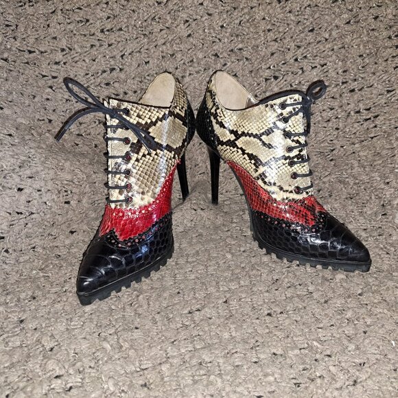 SPAZIOMODA BOLOGNA-ITALY-Multicolor Snakeskin/Croc Pattern-Stiletto-Sz 37/6.5-NM - Picture 4 of 8